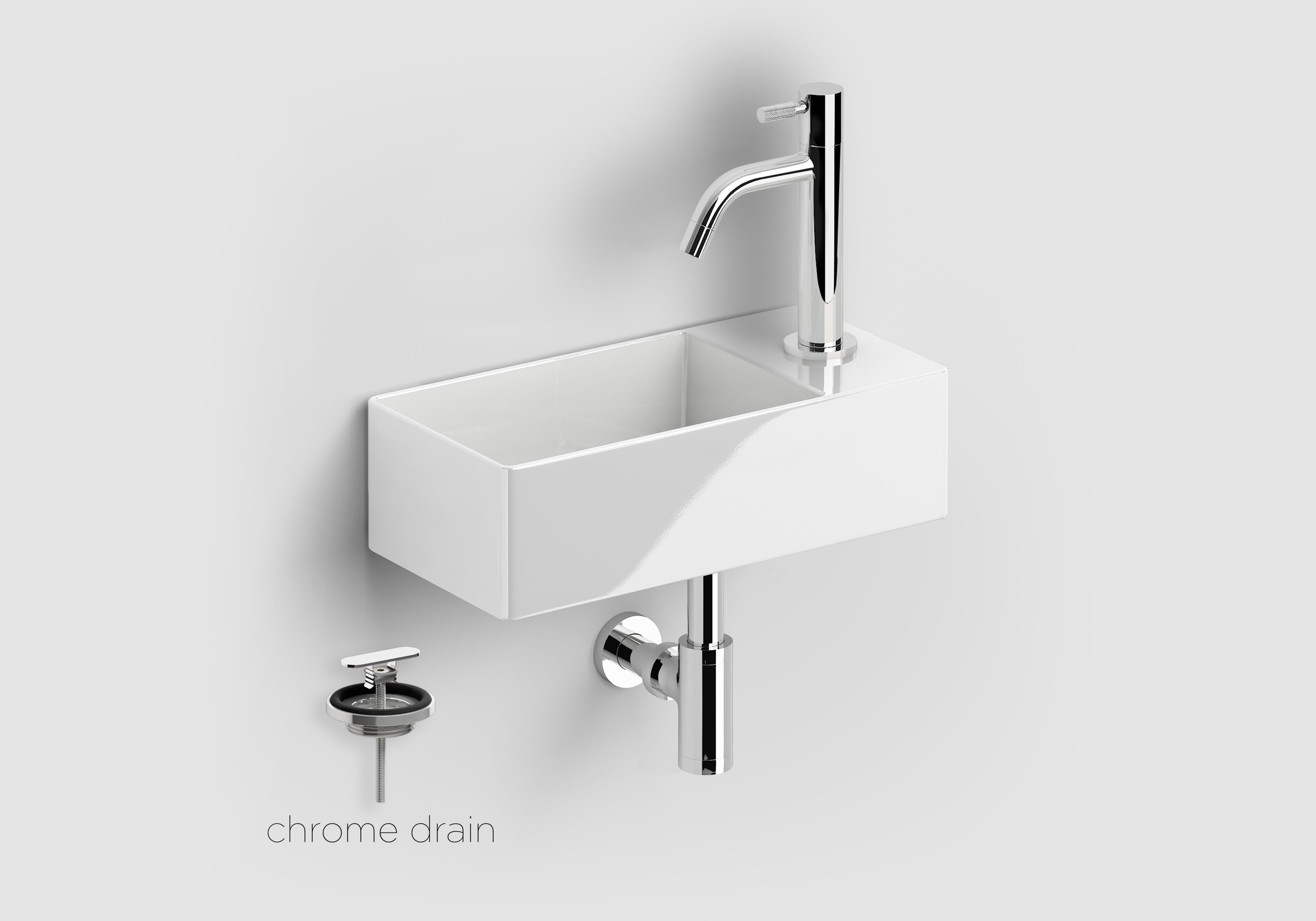 Clou New Flush 3 keramische fontein wit glans met Freddo toiletkraan chroom
