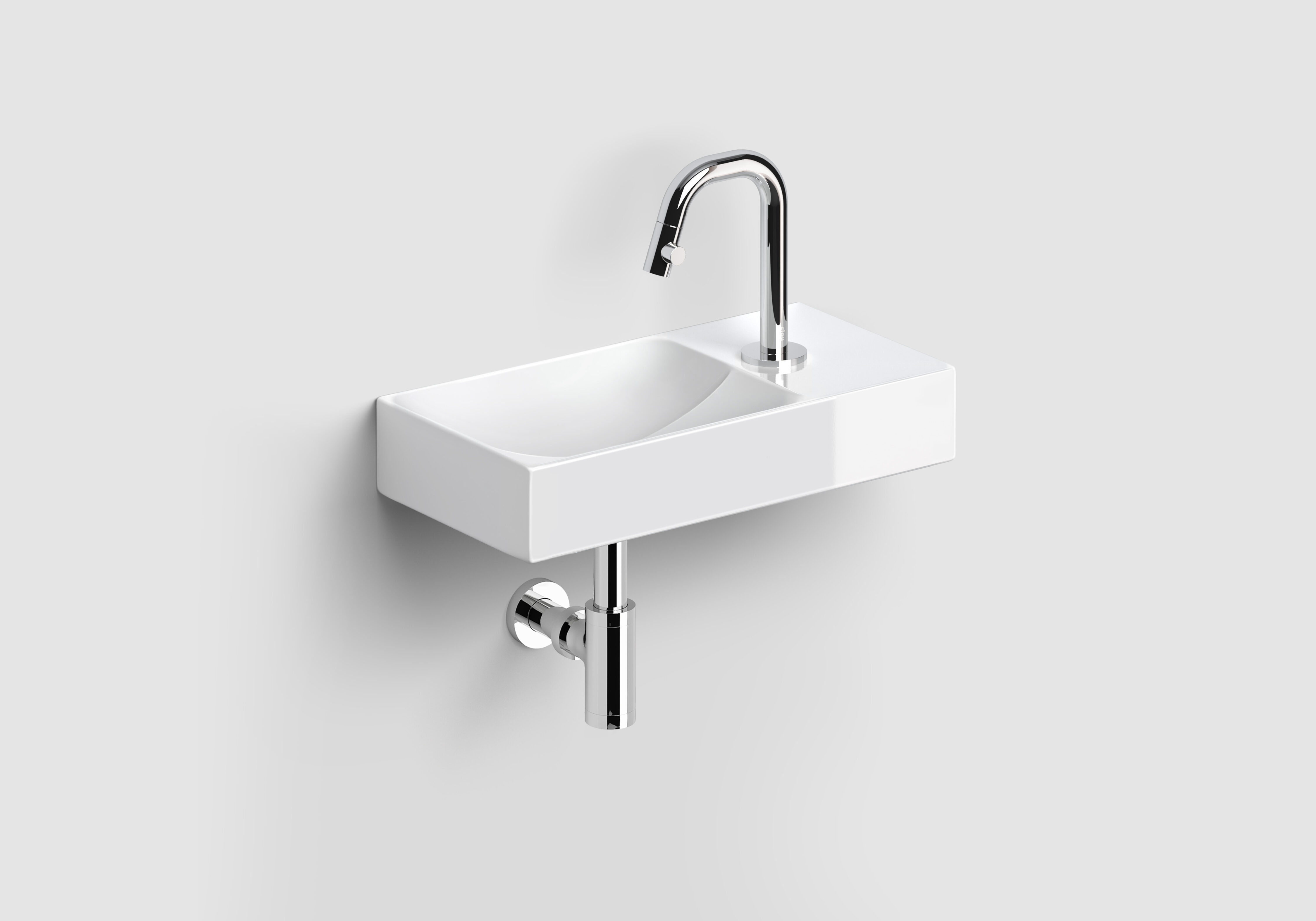 Clou Vale keramische fontein 38cm wit glans met Kaldur toiletkraan chroom