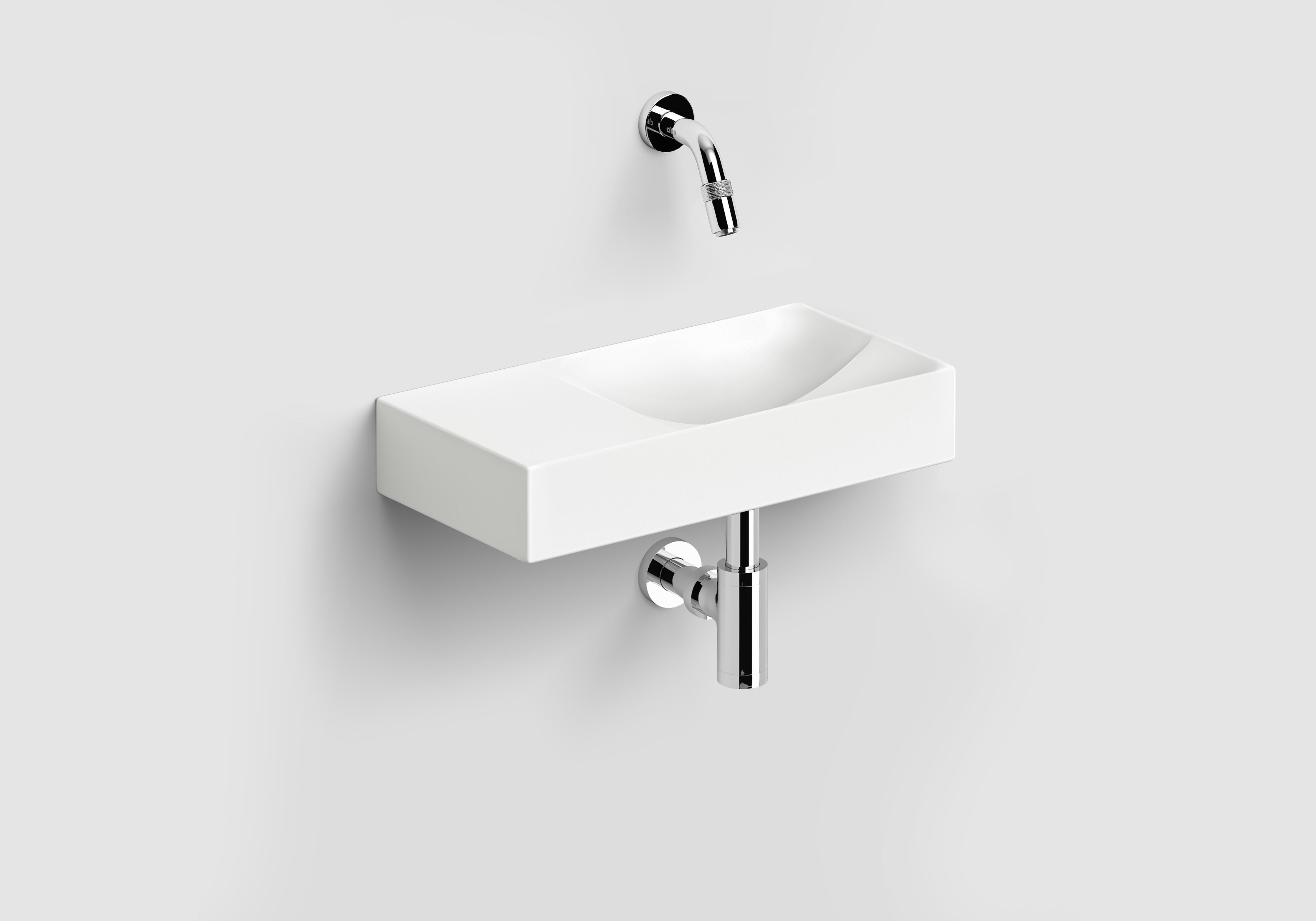 Clou Vale keramische fontein 38cm wit mat met Freddo toiletkraan chroom