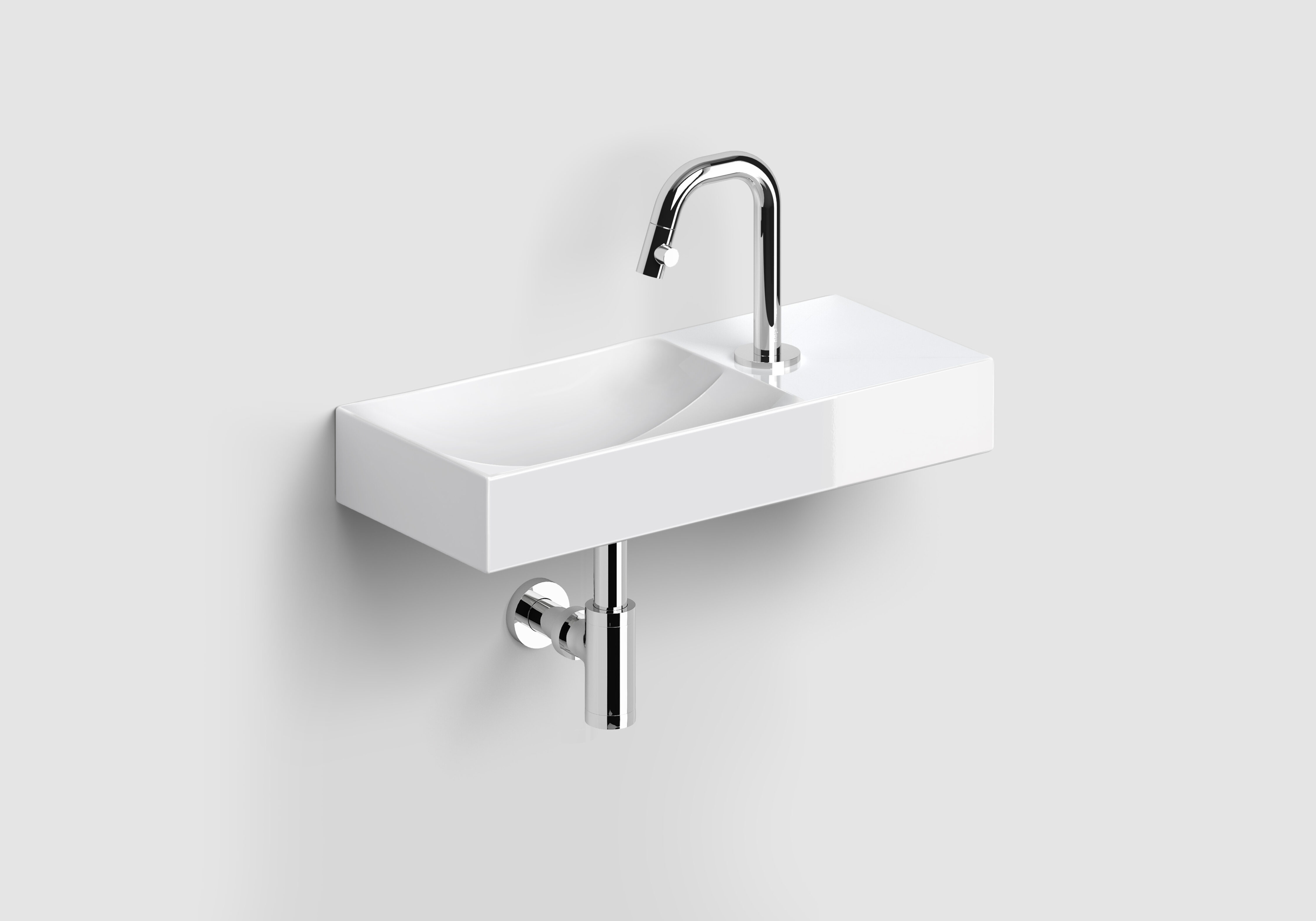 Clou Vale keramische fontein 45cm wit glans met Kaldur toiletkraan chroom