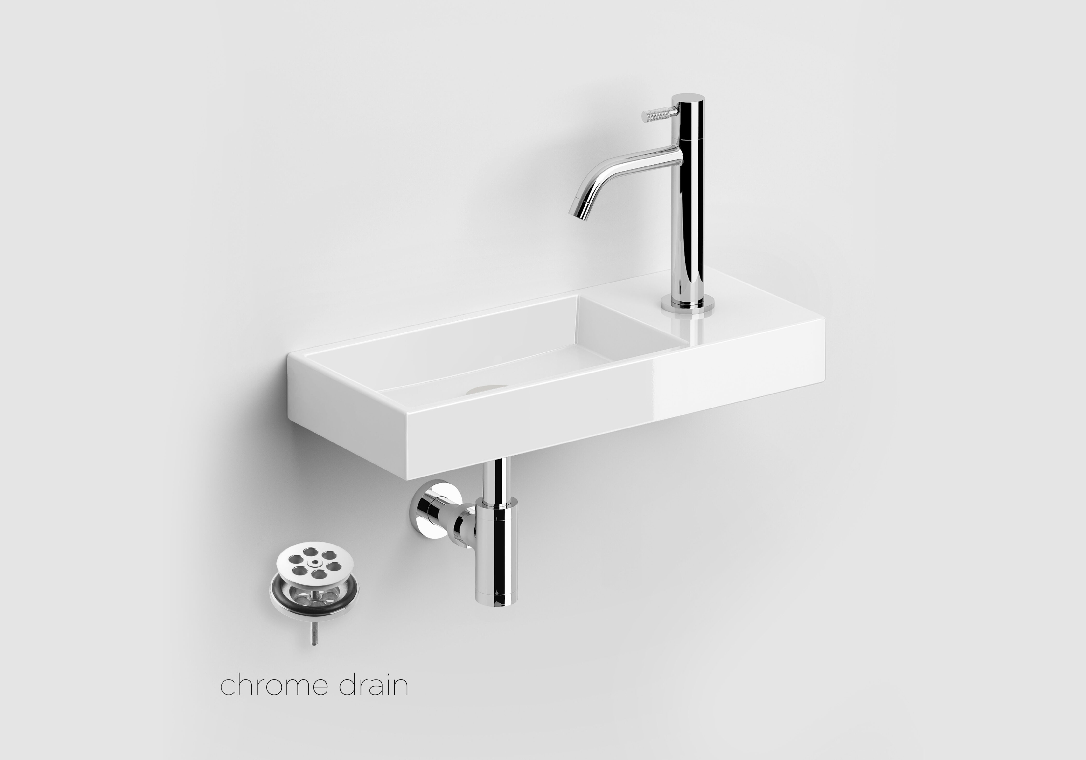 Clou Mini Wash Me keramische fontein 45cm wit glans met Freddo toiletkraan chroom