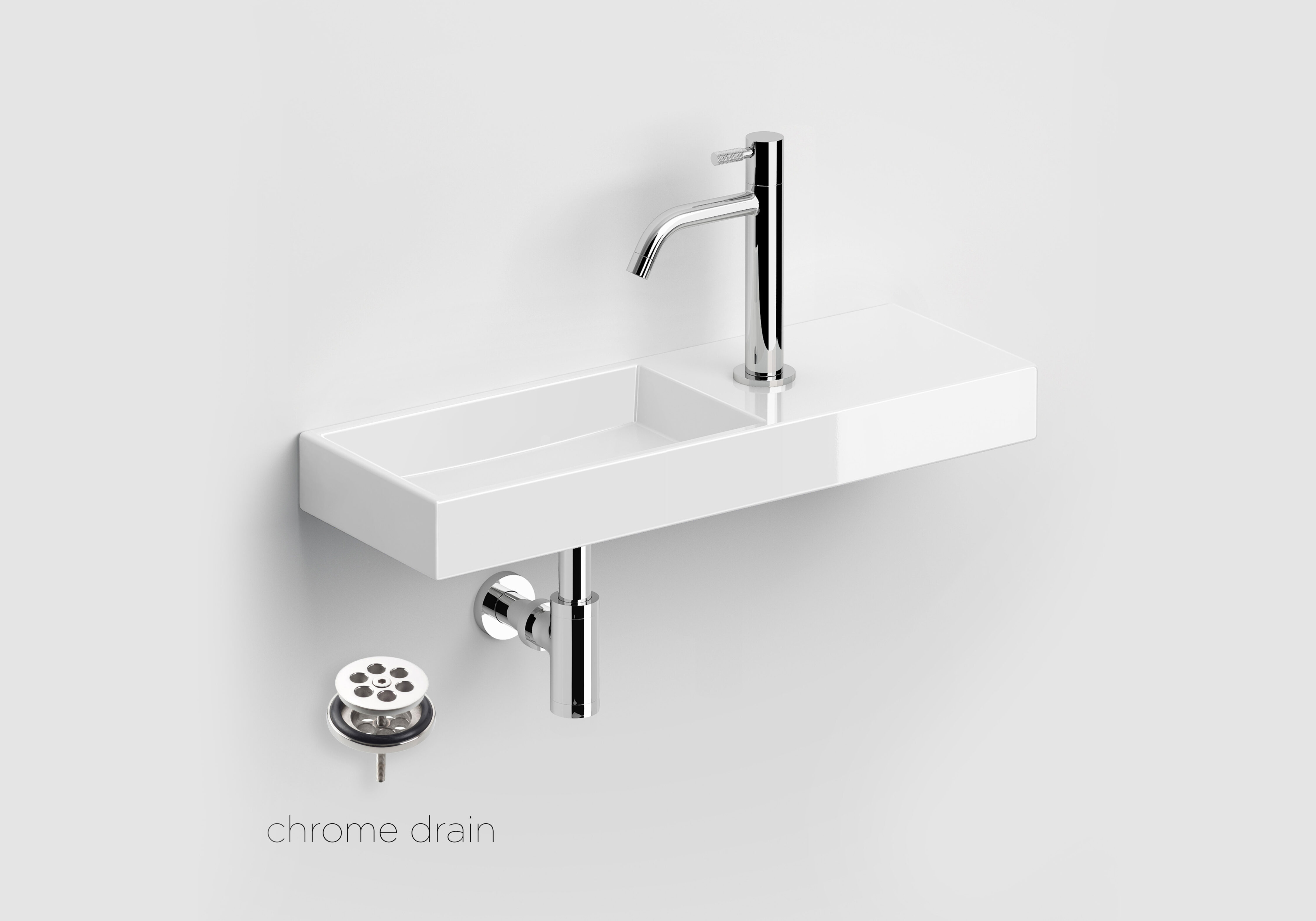 Clou Mini Wash Me keramische fontein 56cm wit glans met Freddo toiletkraan chroom