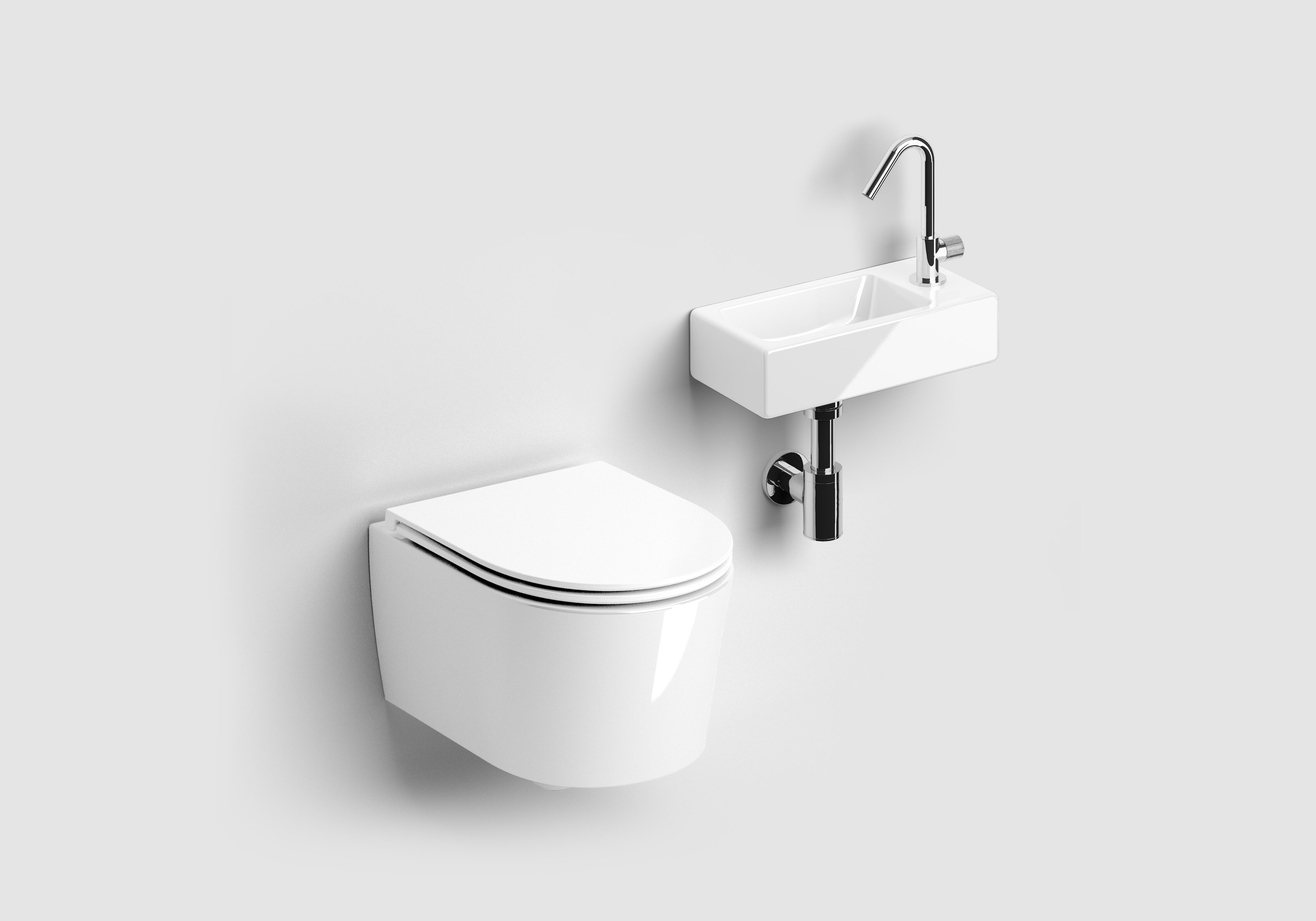Clou InBe toiletruimte set met randloos toilet en fonteinset