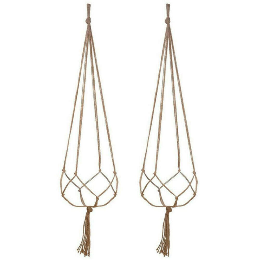 Home&Horticulture 6x Macramé plantenhanger Vintage touwmand buiten pothouder bloemenpartij