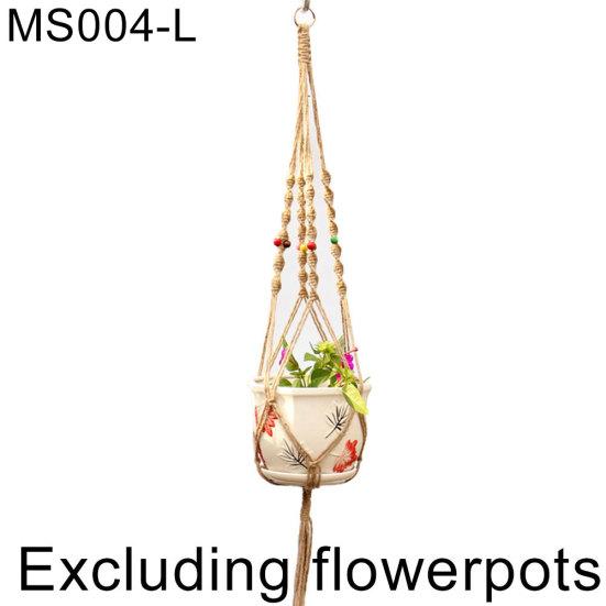HOMEKA Linnen touw planten bloemen pot hangende mand houder netto tuin balkon decor L MS004