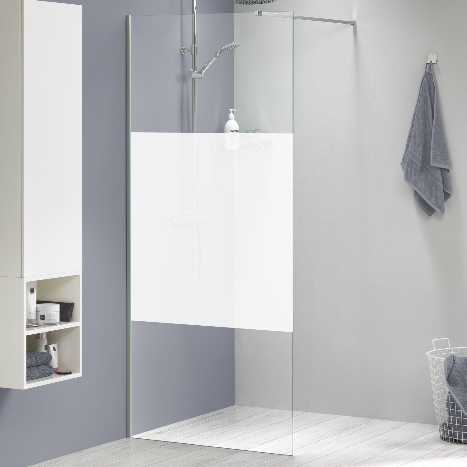 Sealskin  Inloopdouche - Complete Set Mix & Match 88 X 200cm - Geborsteld Staal Profiel - 8 Mm Helder Glas