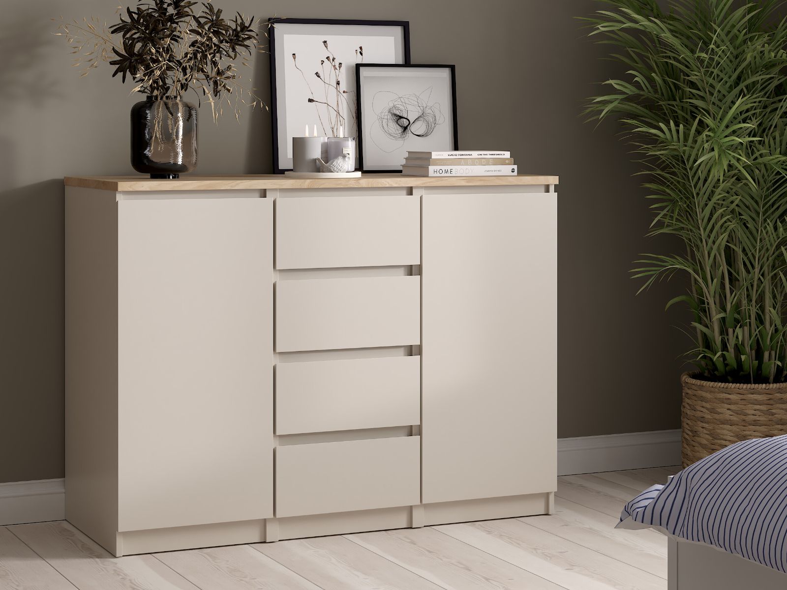 Mobistoxx Commode NAIADE 2 deuren 4 lades kasjmier/jackson eik