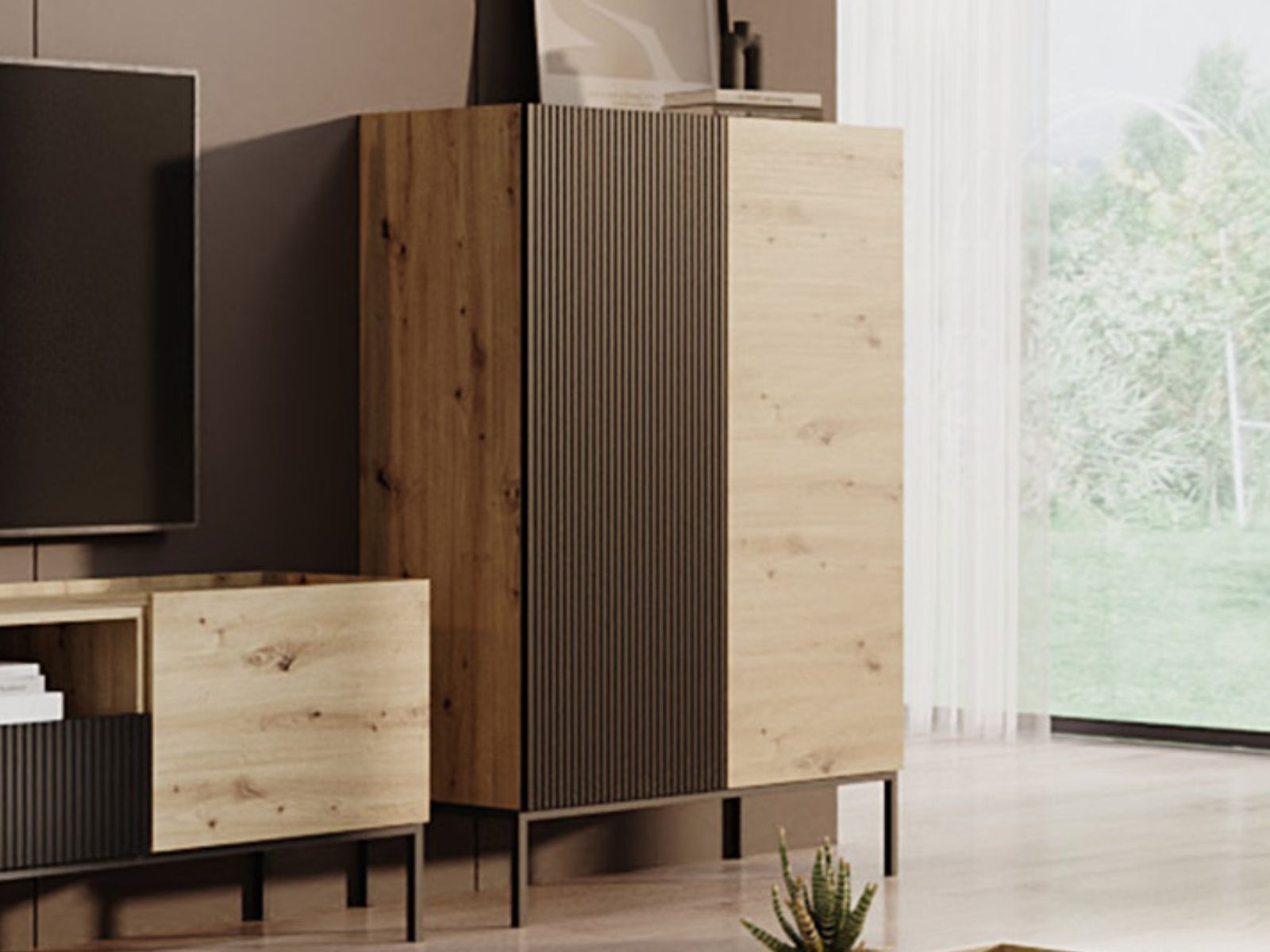 Mobistoxx Commode SULEK 2 deuren artisan eik/zwart
