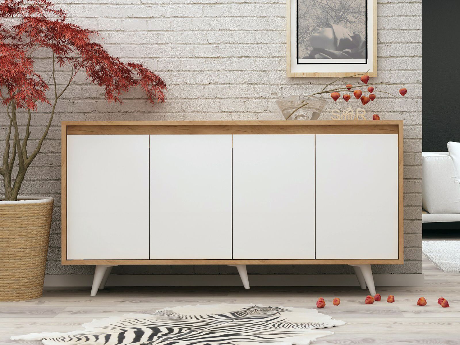 Mobistoxx Dressoir CHANCE 4 deuren wit/eik