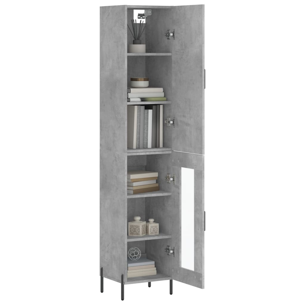 vidaXL Hoge kast 34,5x34x180 cm bewerkt hout betongrijs