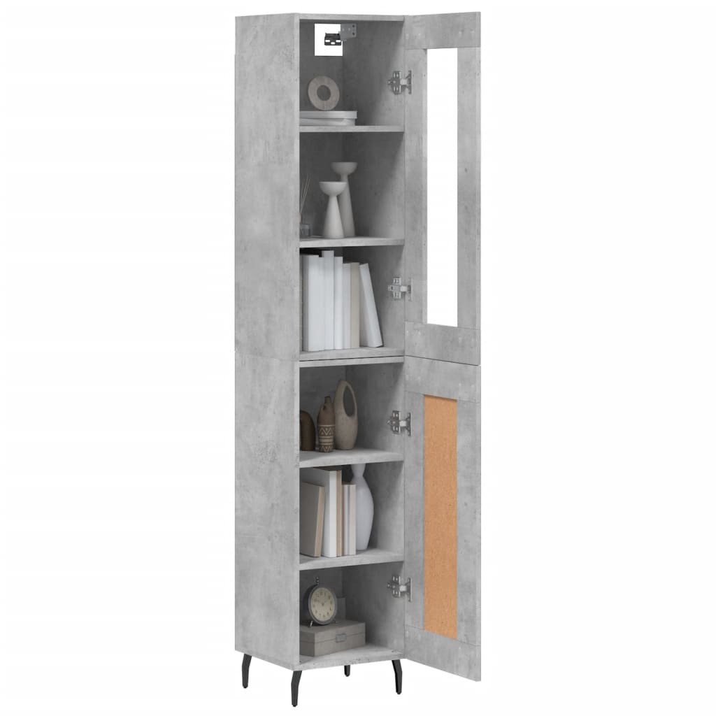 vidaXL Hoge kast 34,5x34x180 cm bewerkt hout betongrijs