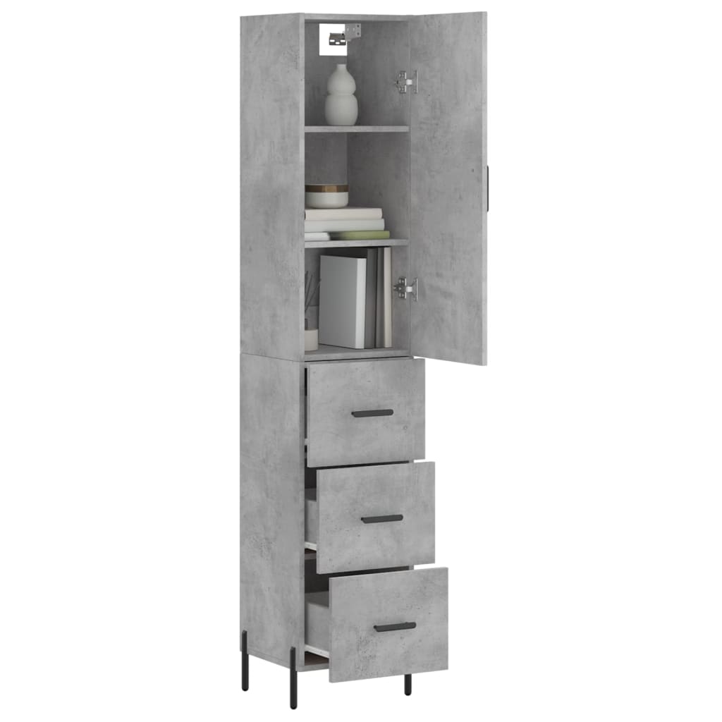 vidaXL Hoge kast 34,5x34x180 cm bewerkt hout betongrijs