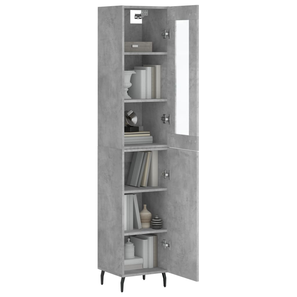 vidaXL Hoge kast 34,5x34x180 cm bewerkt hout betongrijs