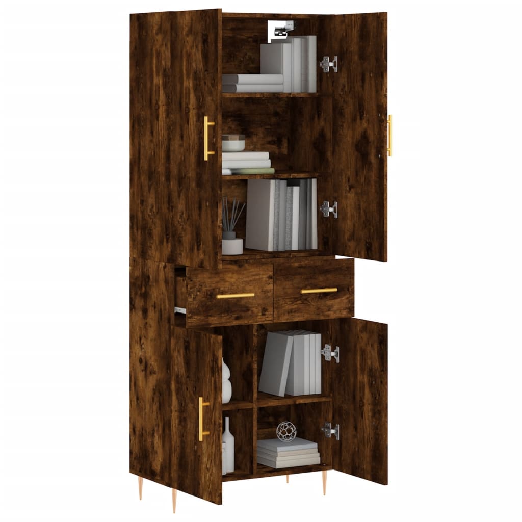 vidaXL Hoge kast 69,5x34x180 cm bewerkt hout gerookt eikenkleurig