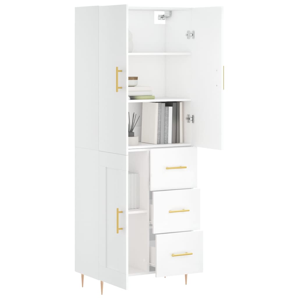 vidaXL Hoge kast 69,5x34x180 cm bewerkt hout wit