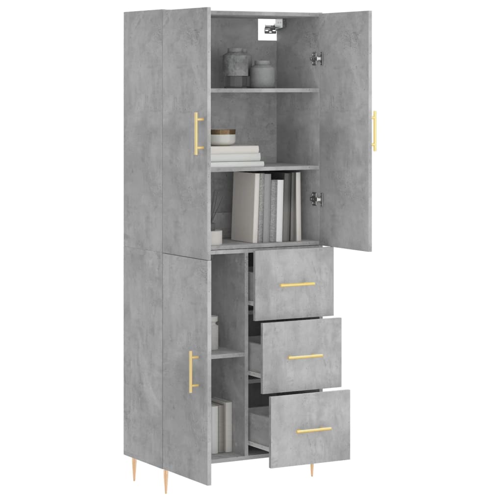 vidaXL Hoge kast 69,5x34x180 cm bewerkt hout betongrijs