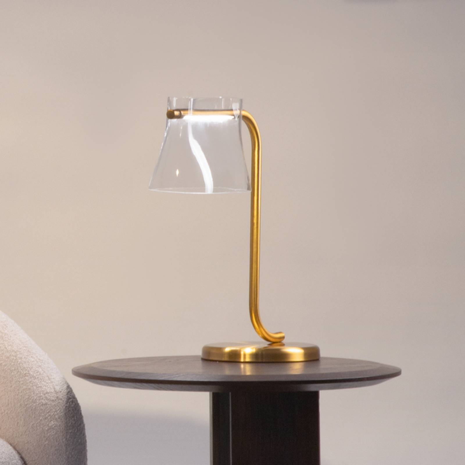 Maytoni LED tafellamp Cabaret, messing/helder, hoogte 48,5 cm