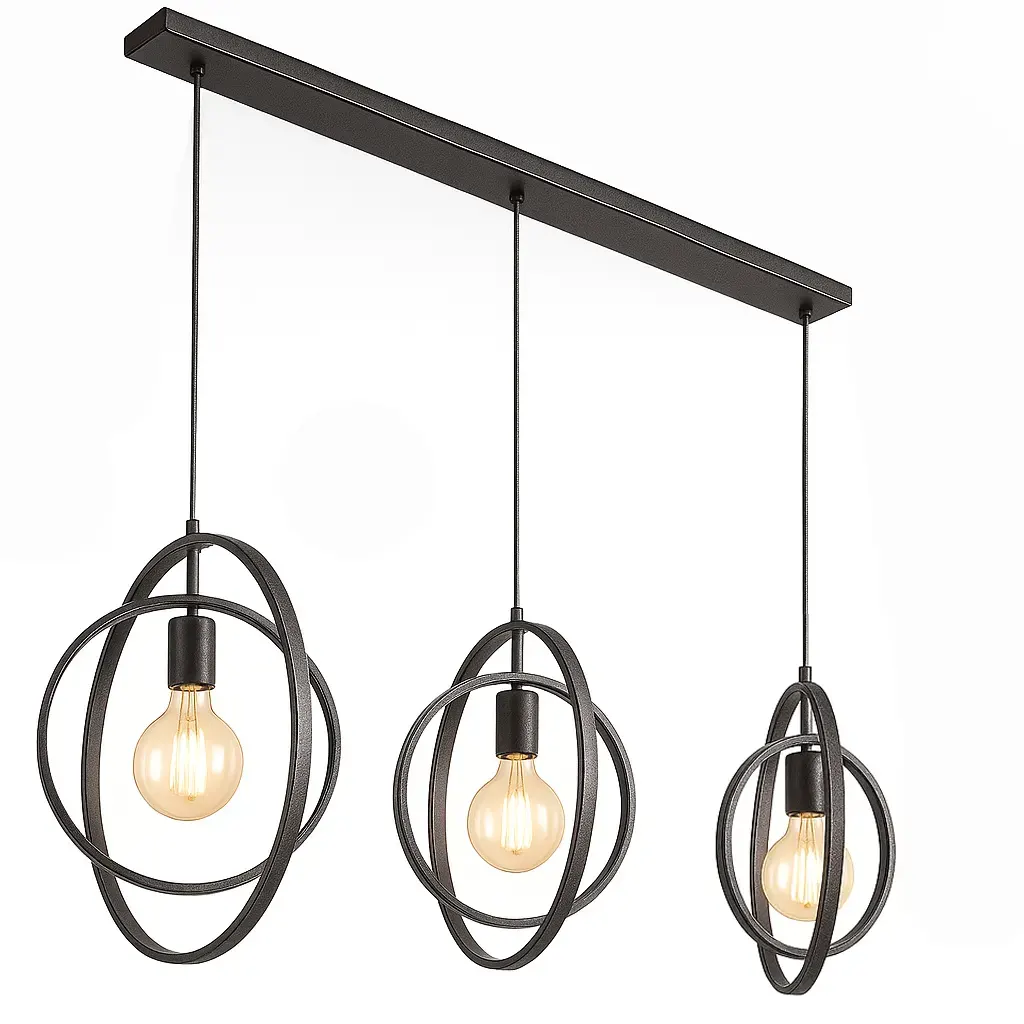 Ylumen Hanglamp Turn around 3 lichts L 130 cm mat zwart