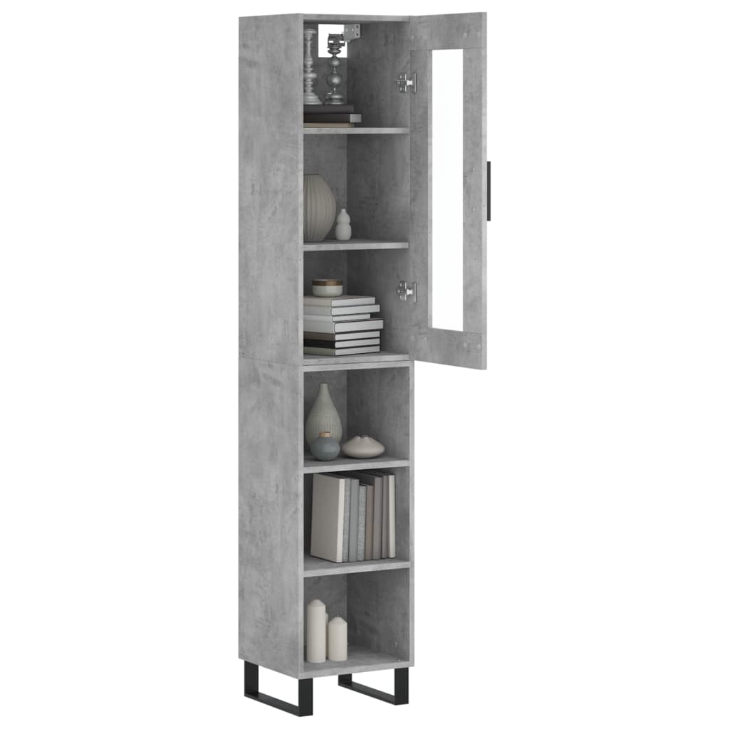 vidaXL Hoge kast 34,5x34x180 cm bewerkt hout betongrijs