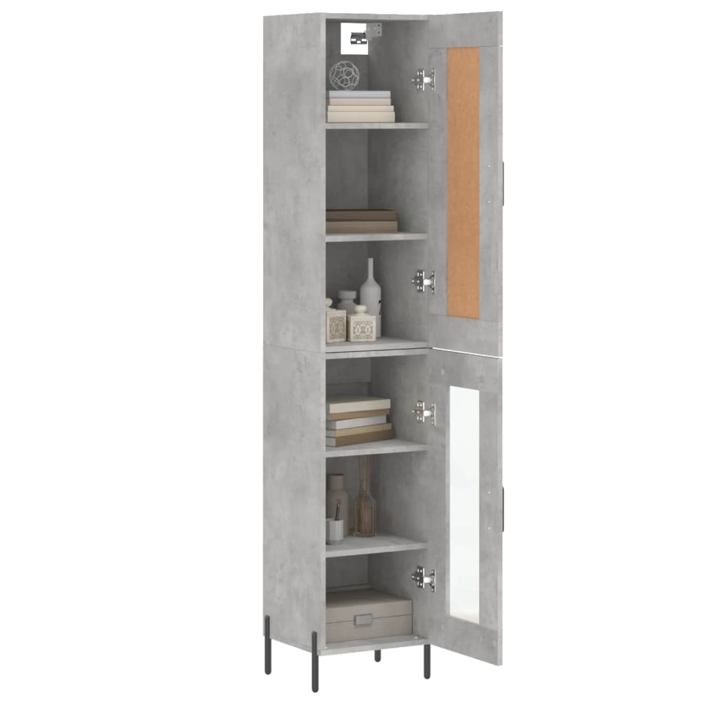 vidaXL Hoge kast 34,5x34x180 cm bewerkt hout betongrijs