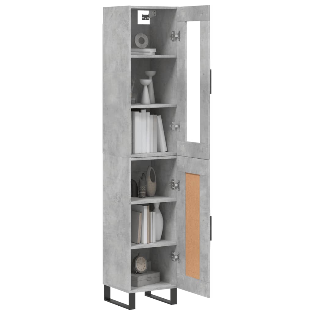 vidaXL Hoge kast 34,5x34x180 cm bewerkt hout betongrijs