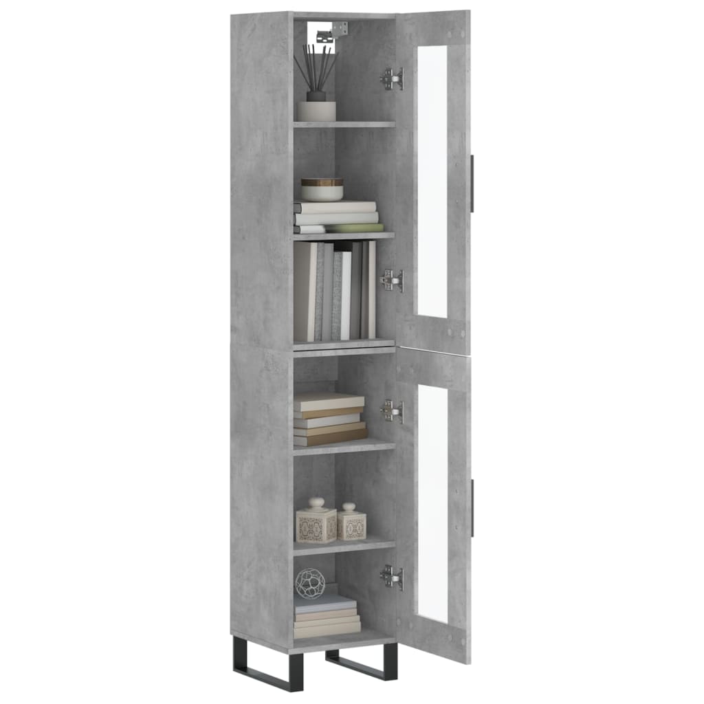 vidaXL Hoge kast 34,5x34x180 cm bewerkt hout betongrijs