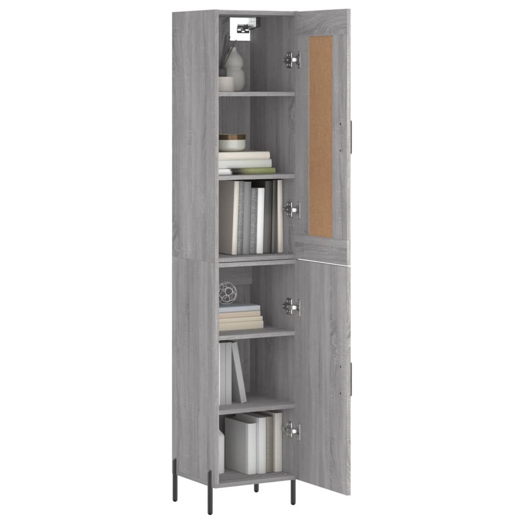 vidaXL Hoge kast 34,5x34x180 cm bewerkt hout grijs sonoma eikenkleurig