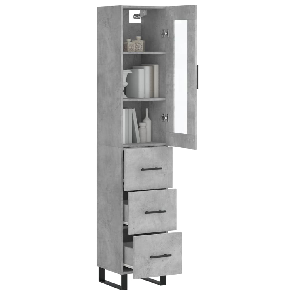 vidaXL Hoge kast 34,5x34x180 cm bewerkt hout betongrijs