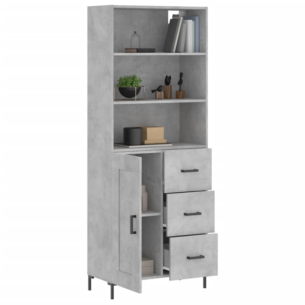 vidaXL Hoge kast 69,5x34x180 cm bewerkt hout betongrijs