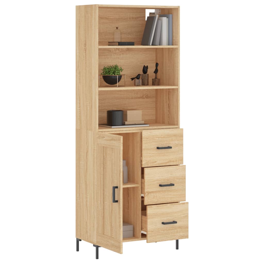 vidaXL Hoge kast 69,5x34x180 cm bewerkt hout sonoma eikenkleurig