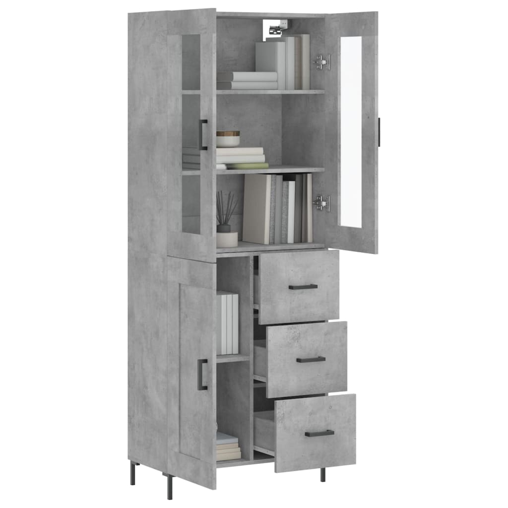vidaXL Hoge kast 69,5x34x180 cm bewerkt hout betongrijs