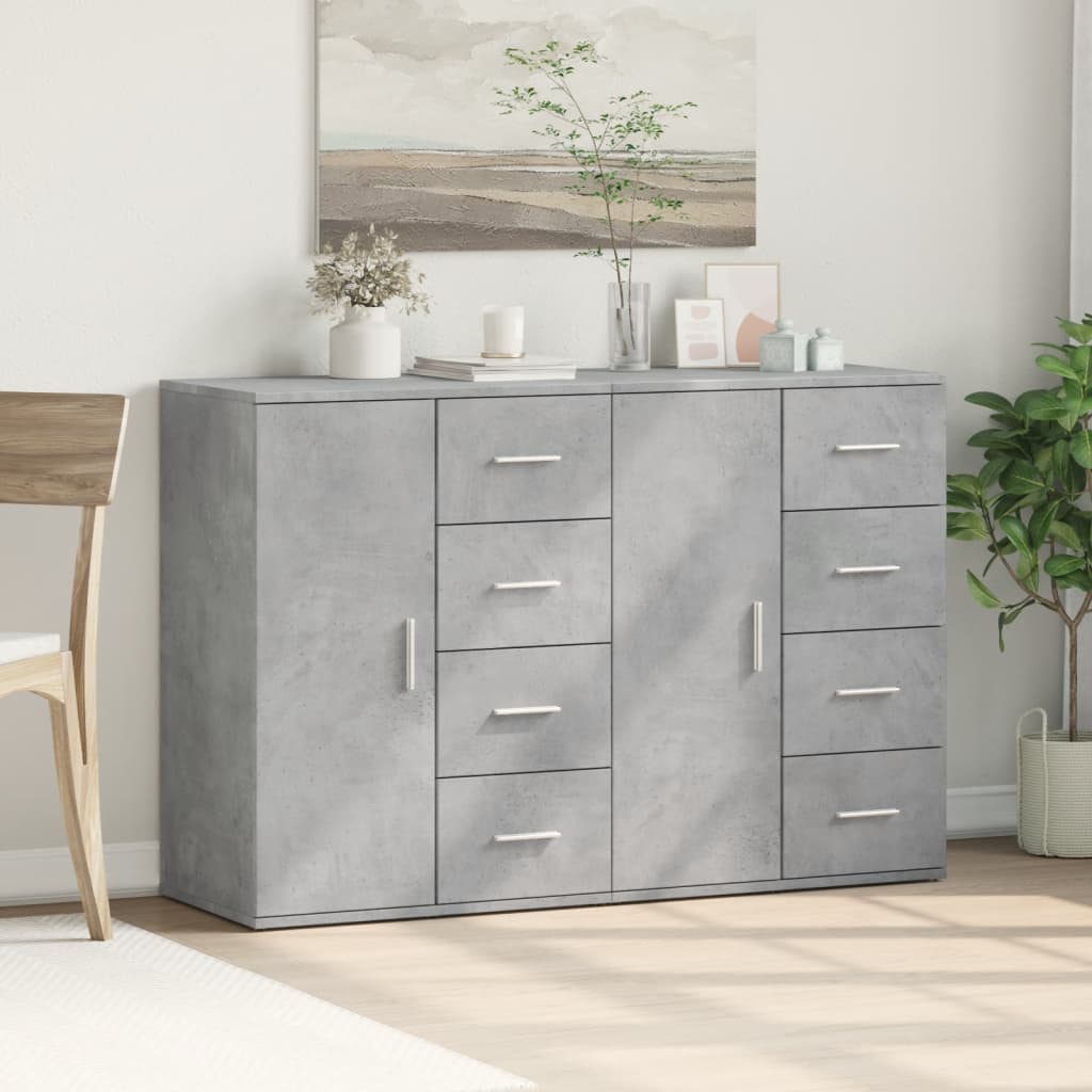 vidaXL Dressoirs 2 st 59x39x80 cm bewerkt hout betongrijs