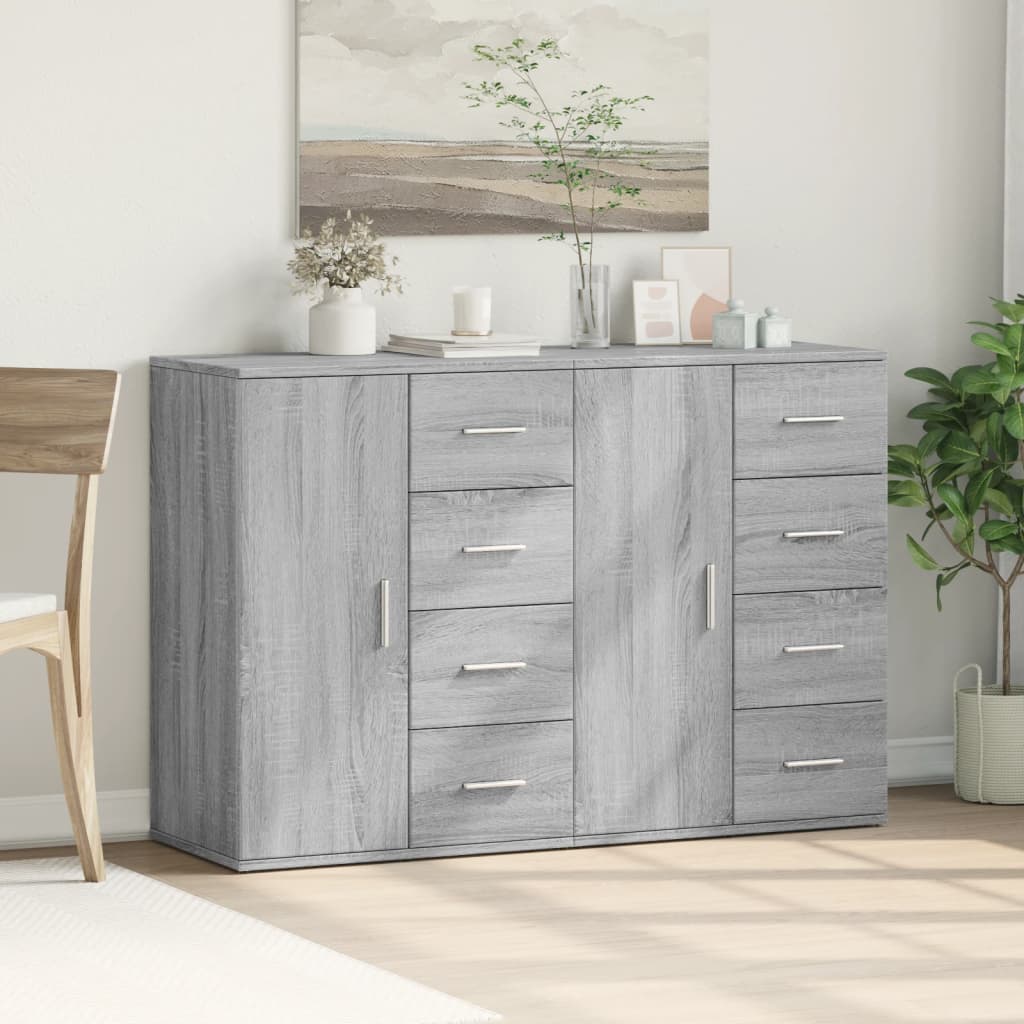 vidaXL Dressoirs 2 st 59x39x80 cm bewerkt hout grijs sonoma