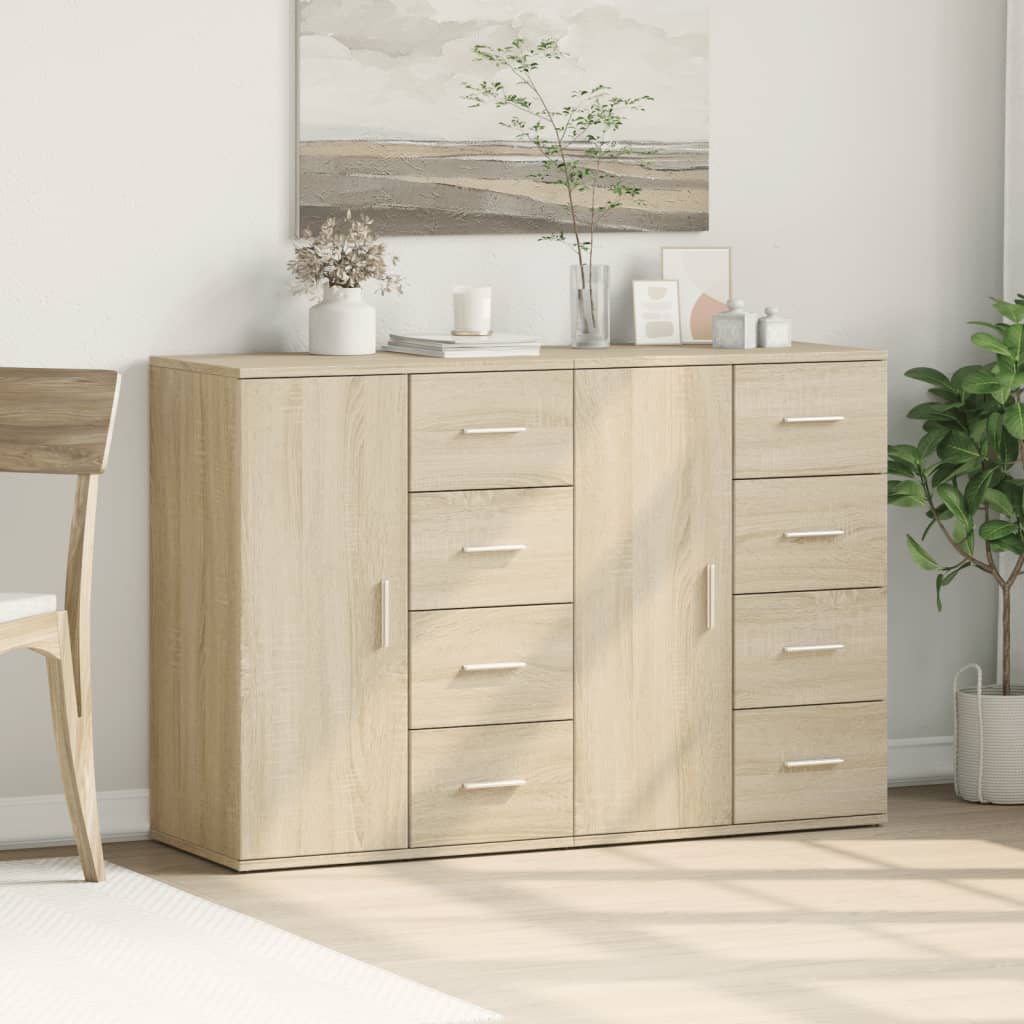 vidaXL Dressoirs 2 st 59x39x80 cm bewerkt hout sonoma eikenkleurig