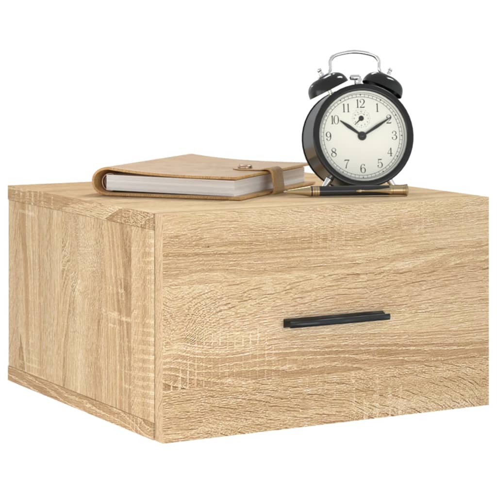 vidaXL Nachtkastjes 2 st wandgemonteerd 35x35x20 cm sonoma eikenkleur