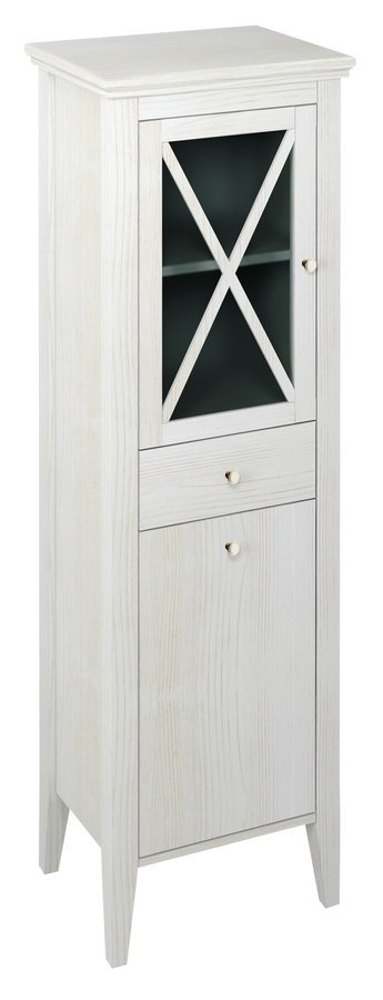 Sapho Hoge Badkamerkast met Wasmand  Cross 49x170x39 cm Wit Hout Links