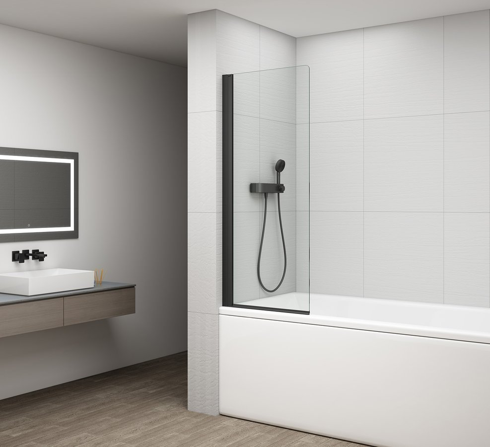Sapho Badwand Draaibaar  Rota 75 cm Zwart