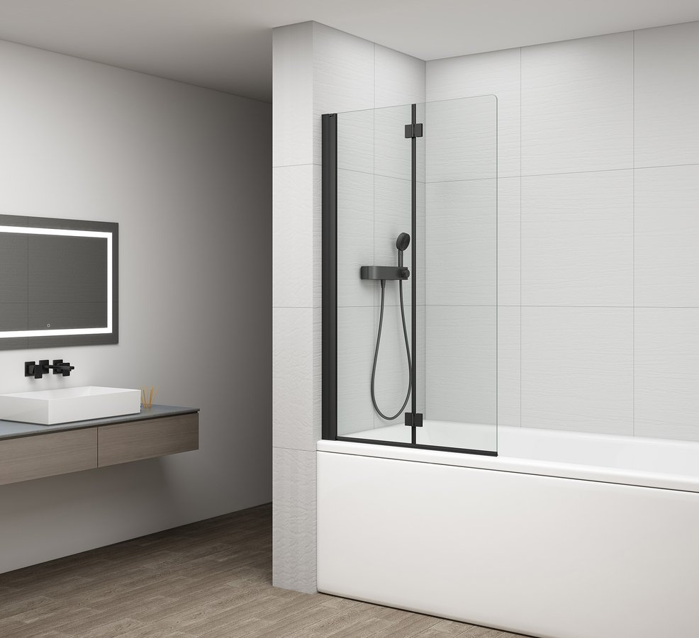 Sapho Badwand Draaibaar  Rota 90 cm Zwart