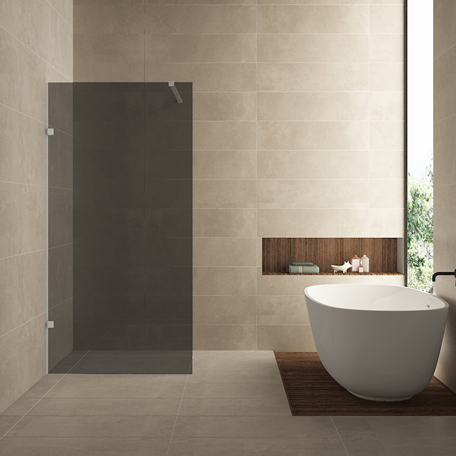 Wiesbaden Inloopdouche  Less 90x200 cm 8 mm Nano Rookglas Geborsteld Staal