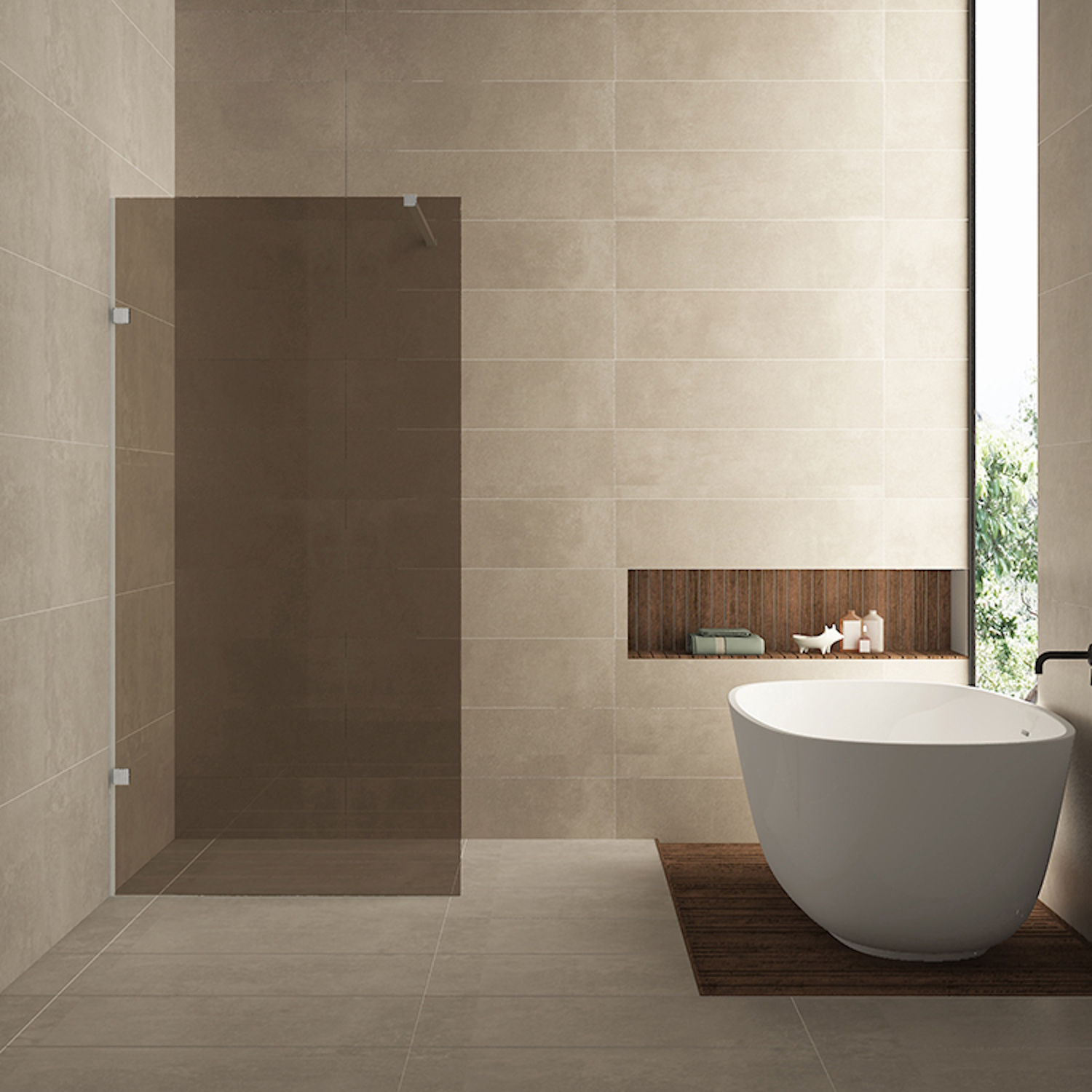 Wiesbaden Inloopdouche  Less 100x200 cm 8 mm Nano Vintage Brons Glas Geborsteld Staal