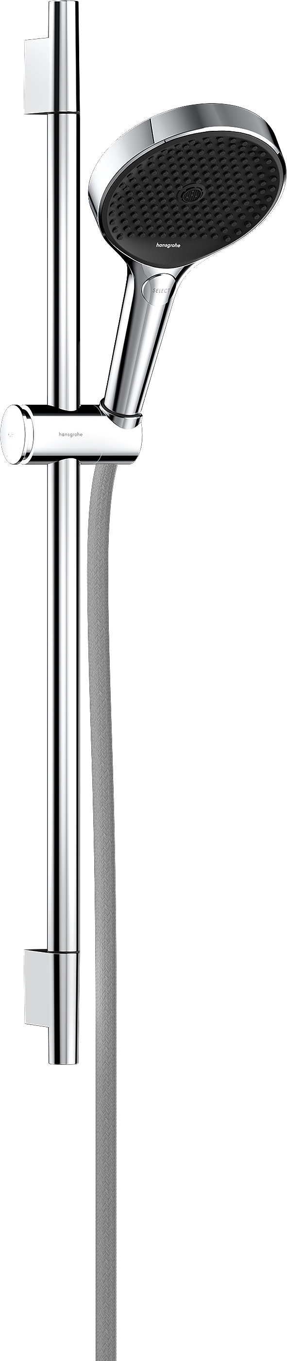 Hansgrohe Rainfinity doucheset 130 3jet EcoSmart met glijstang S Puro 65 cm, push-schuifstuk en Designflex textiel doucheslang 160 cm, chroom