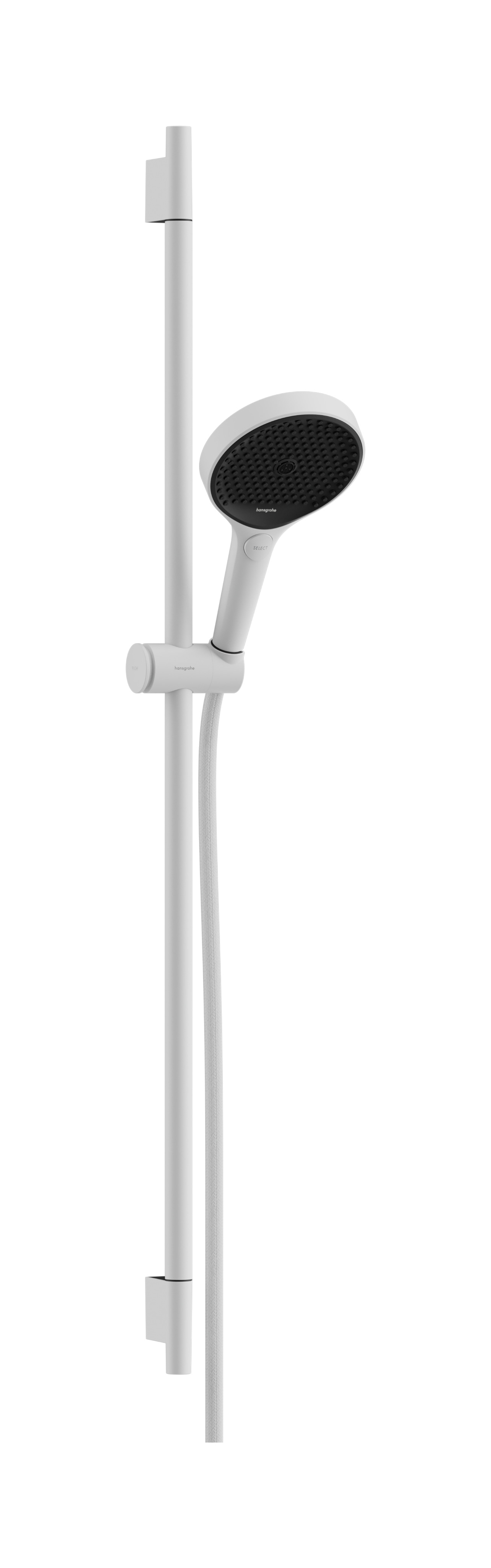 Hansgrohe Rainfinity doucheset 130 3jet EcoSmart met glijstang S Puro 90 cm, push-schuifstuk en Designflex textiel doucheslang 160 cm, mat wit