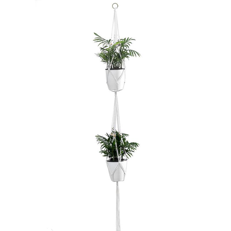 Happy6 1PC Vintage Katoenen Touw Tuin Plant Decoratie Hangende Bloempotten Houder Hangende Mand Bloempot Net Mand