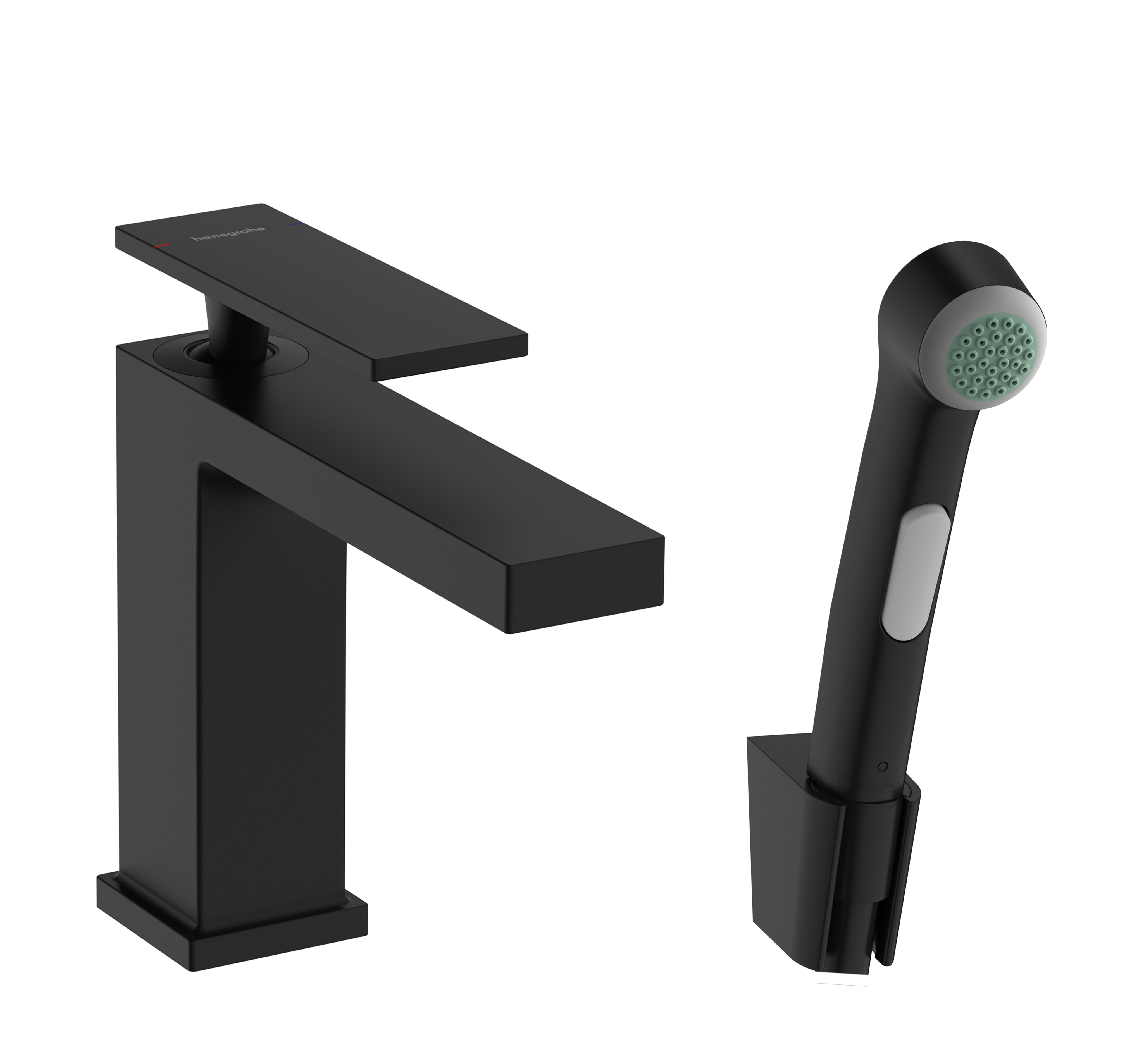 Hansgrohe Tecturis E ééngreeps wastafelkraan 110 met bidet handdouche en doucheslang 160 cm, mat zwart