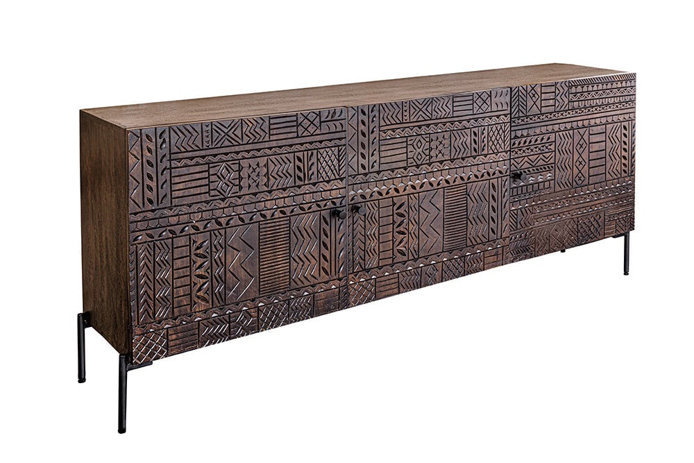 Invicta Interior Dressoir TRIBAL 180cm 3D antieklook mangohout donkerbruin - 45995