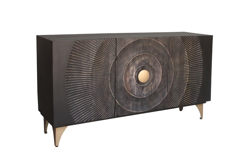 Invicta Interior Dressoir GOLDEN SUNSET 140cm 3D mangohout zwart - 46658
