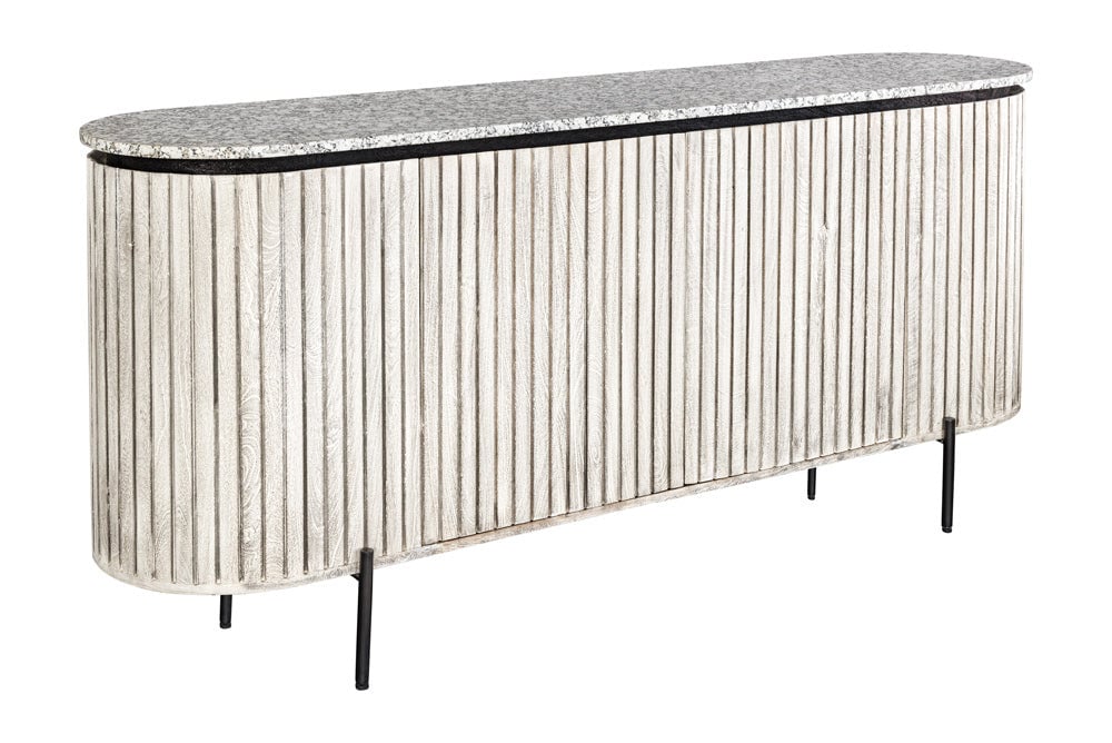 Invicta Interior Dressoir ADLON 170cm mangohout grijs met marmeren blad wit en zwart - 47694