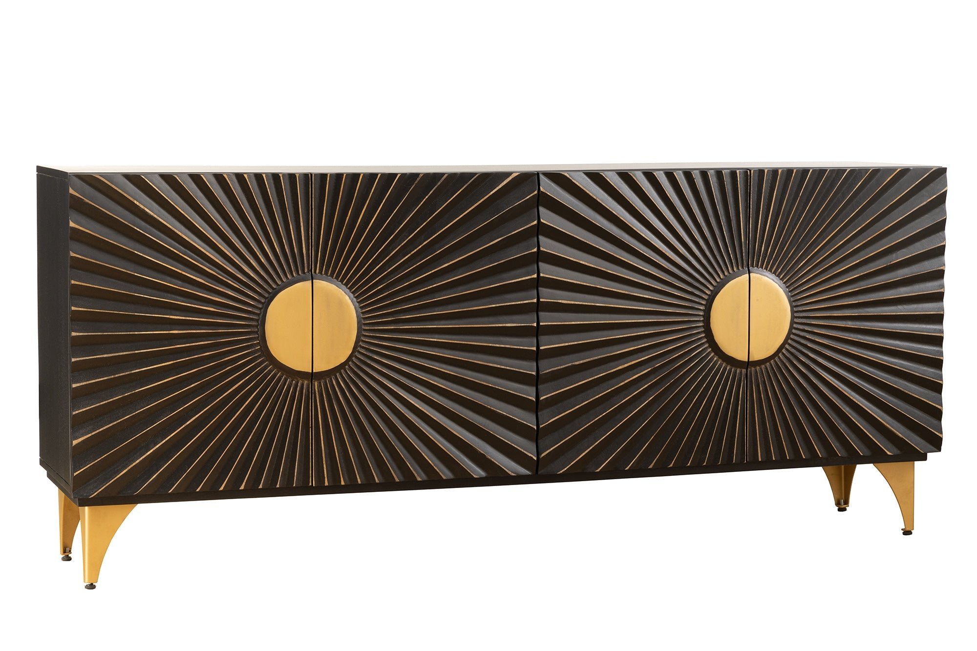 Invicta Interior Dressoir SOLARIS 180cm 3D mango zwart goud - 44652