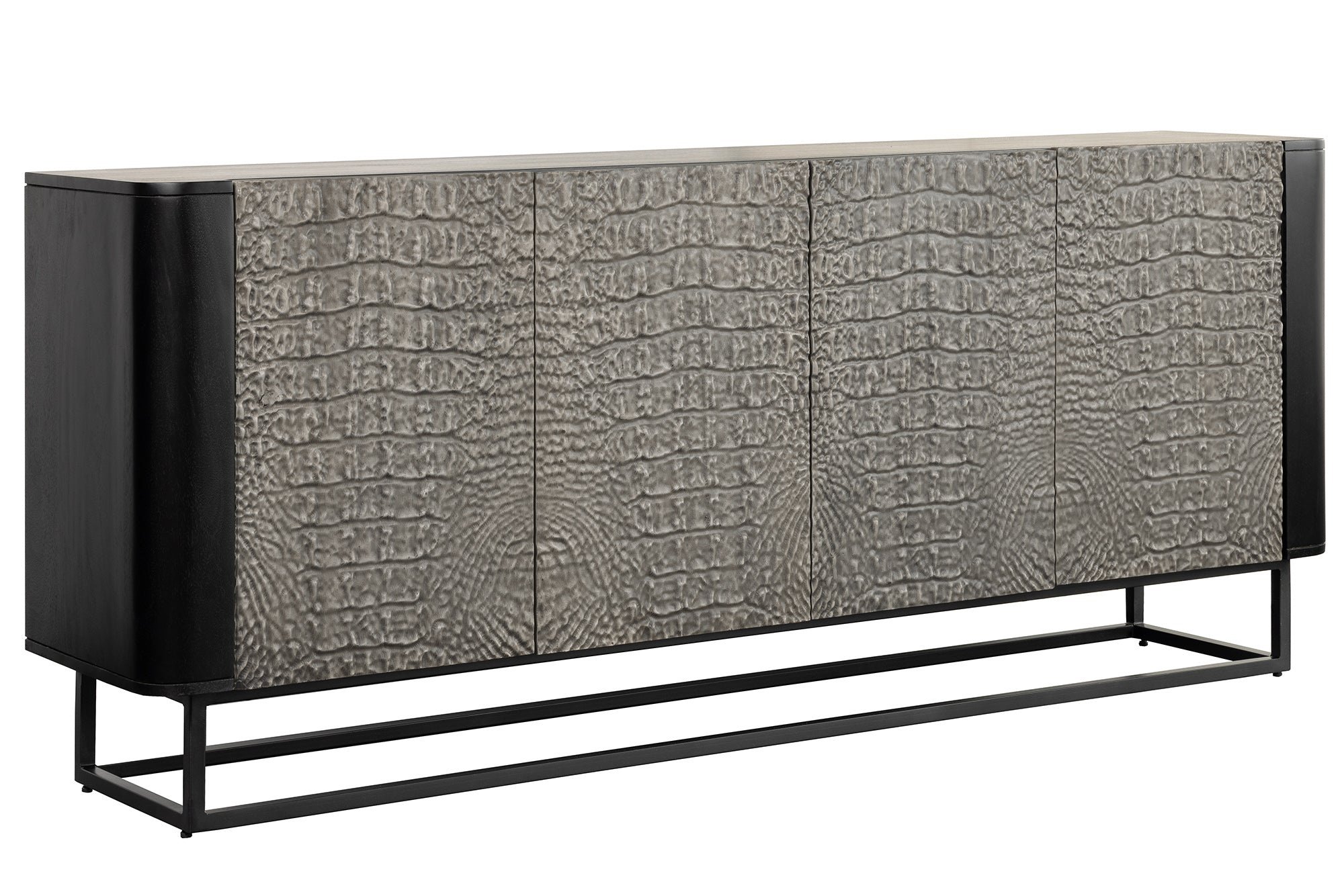Invicta Interior Dressoir CROCO 180cm 3D grijs zwart mangohout - 44647