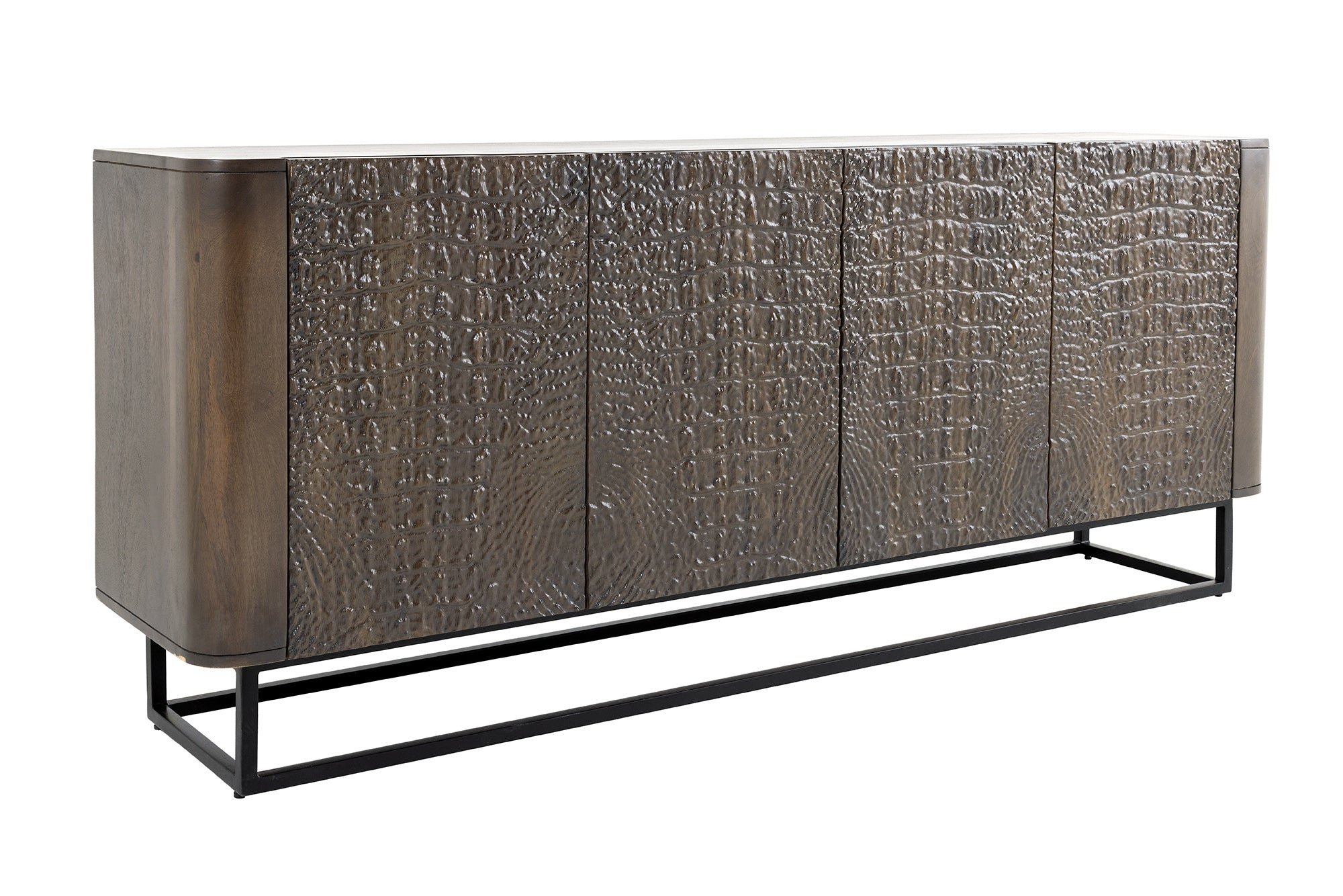 Invicta Interior Dressoir CROCO 180cm 3D bruin zwart mangohout - 44648